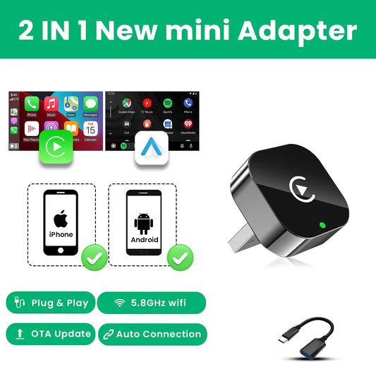 2in1 Wireless CarPlay and Android adapter